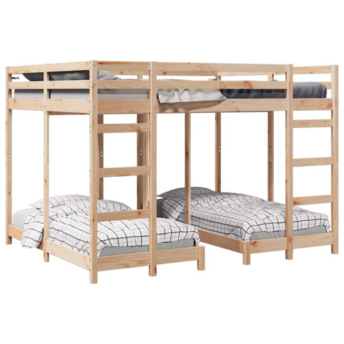 Berkfield Triple Bunk Bed Frame Brown 160 x 200 cm Solid Pine Wood 1