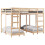 Berkfield Triple Bunk Bed Frame Brown 140 x 200 cm Solid Pine Wood 2