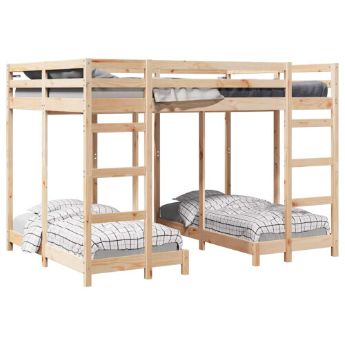 Berkfield Triple Bunk Bed Frame Brown 140 x 200 cm Solid Pine Wood 1