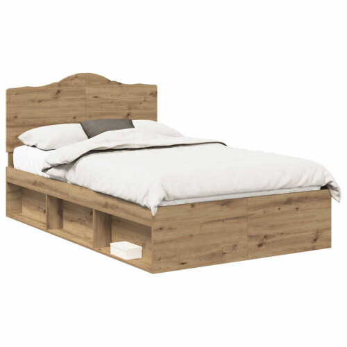 Berkfield Bed Frame Artisian Oak 135 x 190 cm Solid Pine Wood 1