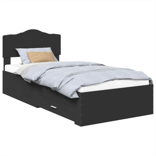 Berkfield Bed Frame with Headboard Black 100 x 200 cm Engineered Wood 1