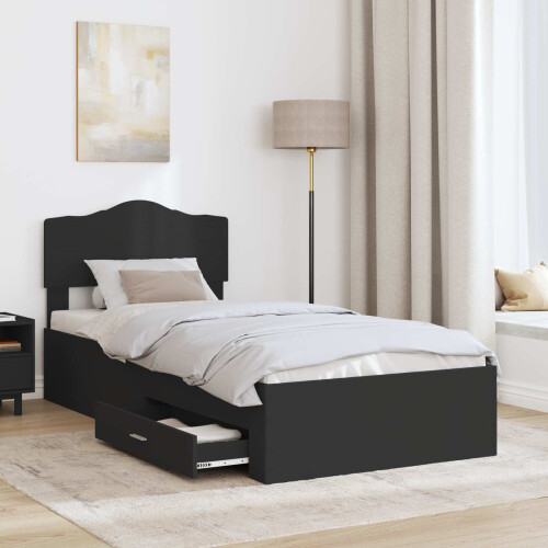 Berkfield Bed Frame with Headboard Black 100 x 200 cm Engineered Wood 2