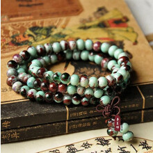 Jingdezhen Handmade Ceramic Bead Bracelet 108 Beads Unisex Polished Glazed GiftReady Design