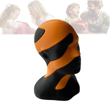 3D Printed Face Model Ornament, Traversable Head Stress Relief Fidget Toy for Adults, Orange Black
