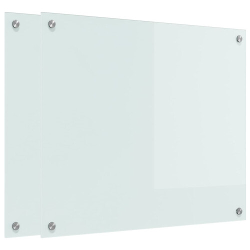 Berkfield Kitchen Backsplash 2 pcs White 70 x 60 cm Tempered Glass 1