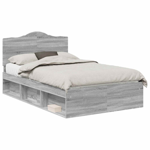 Berkfield Bed Frame Grey Sonoma 120 x 200 cm Solid Pine Wood 1