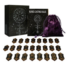 24 Piece Wood Tarot Cards Set for Divination and Meditation with Durable Wooden Symbols and Storage Bag