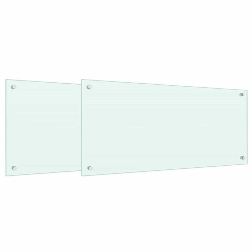 Berkfield Kitchen Backsplash 2 pcs White 90 x 40 cm Tempered Glass 1