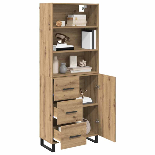 Berkfield Highboard with Drawer 2 pcs Artisan Oak Engineered Wood 2