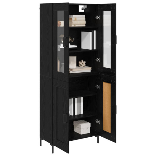 Berkfield Highboard 2 pcs Black Oak Engineered Wood 2
