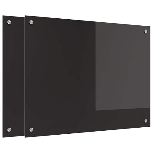 Berkfield Kitchen Backsplash 2 pcs Black 80 x 60 cm Tempered Glass 1