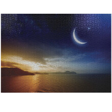 1000 Piece Jigsaw Puzzle for Adults Serene Moon Lake Landscape Blue Orange Scene Frame Ready Wall Art
