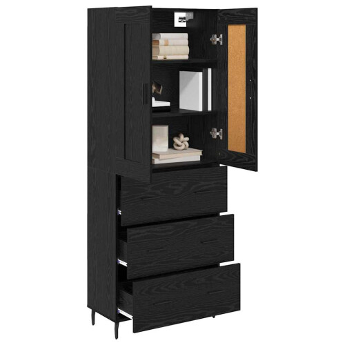 Berkfield Highboard with Drawer 2 pcs Black Oak Engineered Wood 2