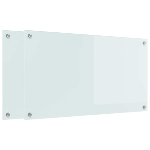 Berkfield Kitchen Backsplash 2 pcs White 90 x 50 cm Tempered Glass 1