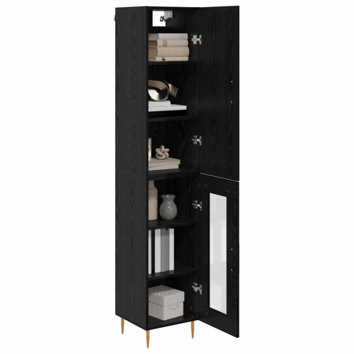 Berkfield Highboard 2 pcs Black Oak Engineered Wood 2