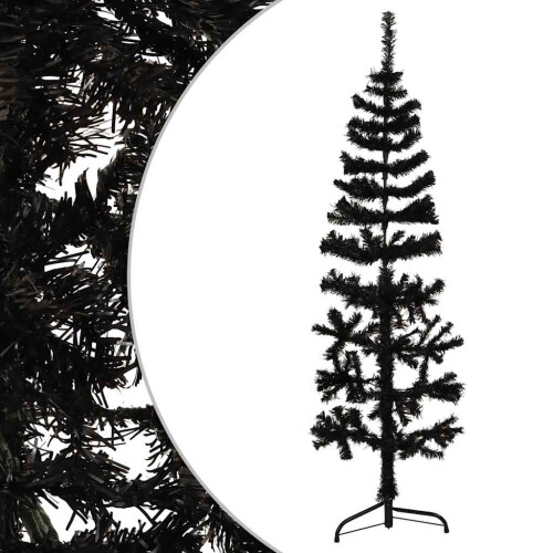 Berkfield Slim Artificial Half Christmas Tree with Stand Black 120 cm 1