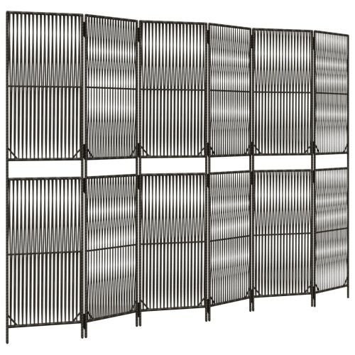 Berkfield Room Divider 6 Panels Grey Poly Rattan 1