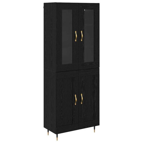 Berkfield Highboard 2 pcs Black Oak Engineered Wood 1