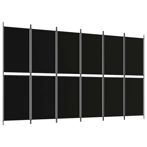 Berkfield 6-Panel Room Divider Black 300x180 cm Fabric 1