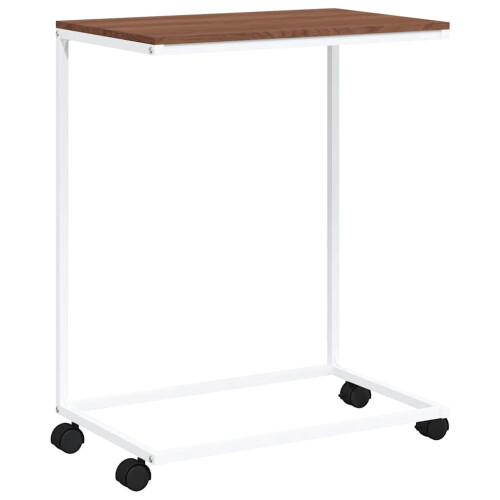 Berkfield Side Table with Wheels White 55x35x70 cm Engineered Wood 1