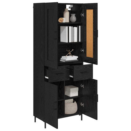 Berkfield Highboard with Drawer 2 pcs Black Oak Engineered Wood 2