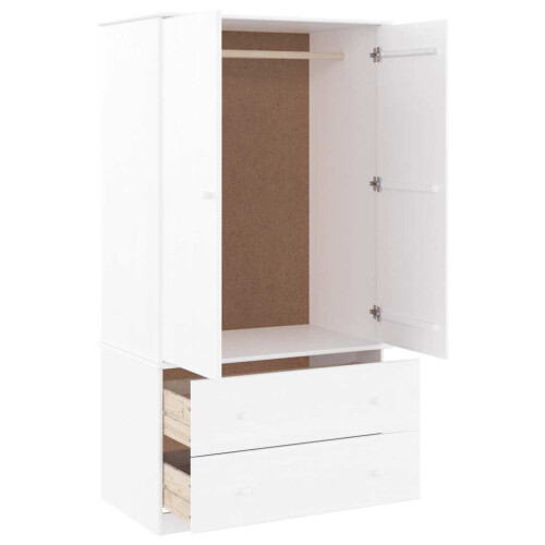Berkfield Wardrobe ALTA White 90x55x170 cm Solid Wood Pine 2