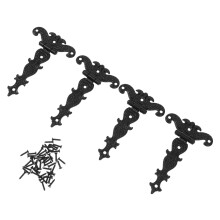 4pcs Retro European Decorative Hinges for Wooden Box, Durable Vintage Black Box Hinges for Crafts
