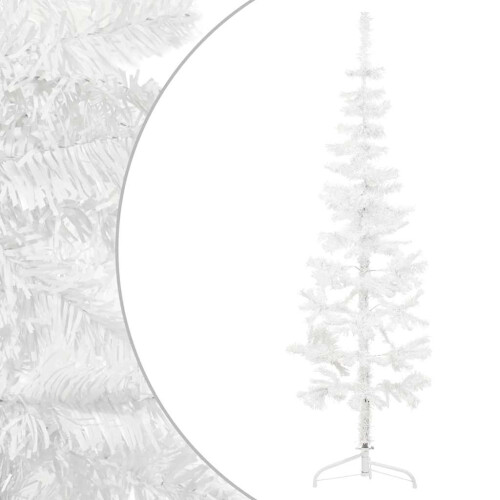 Berkfield Slim Artificial Half Christmas Tree with Stand White 150 cm 1