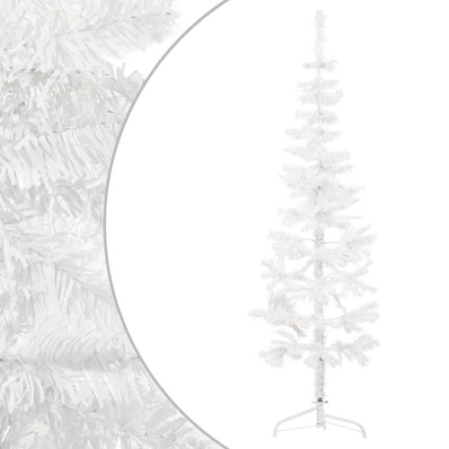 Berkfield Slim Artificial Half Christmas Tree with Stand White 180 cm 2