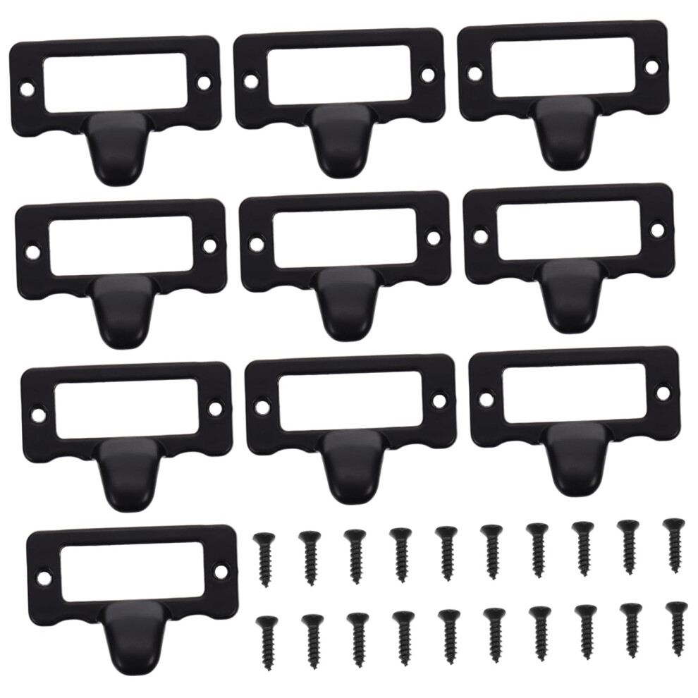 10Pcs Antique Drawer Pulls With Label Frames, Retro Tag Frame Cabinet Handles For Dressers And Doors 9351714804448