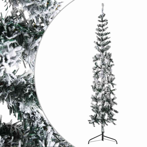Berkfield Slim Artificial Half Christmas Tree with Flocked Snow 240 cm 2