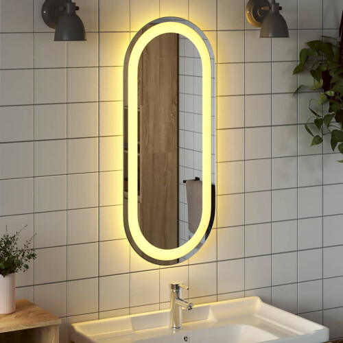 Berkfield LED Bathroom Mirror 70x30 cm Oval 2