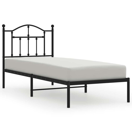 Berkfield Metal Bed Frame without Mattress with Headboard Black 90x200cm 1