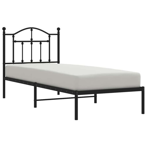 Berkfield Metal Bed Frame without Mattress with Headboard Black 90x200cm 2