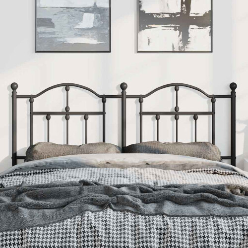 Berkfield Metal Replace Headboard Black 150 cm 2