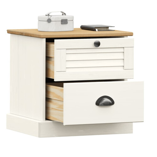 Berkfield Bedside Cabinet VIGO White 42x35x42 cm Solid Wood Pine 2