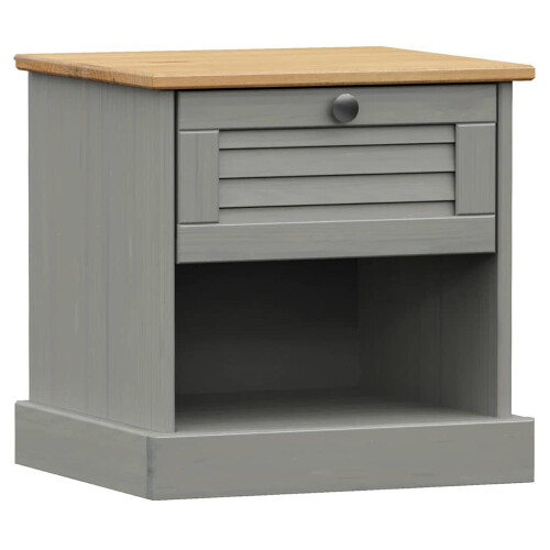 Berkfield Bedside Cabinet VIGO Grey 42x35x42 cm Solid Wood Pine 1