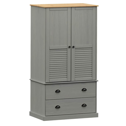 Berkfield Wardrobe VIGO Grey 90x55x170 cm Solid Wood Pine 1