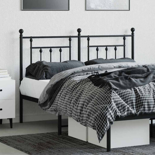 Berkfield Metal Replace Headboard Black 140 cm 2