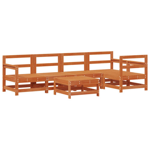 Berkfield Garden Lounge Set 6 pcs Wax Brown Solid Pine Wood 1
