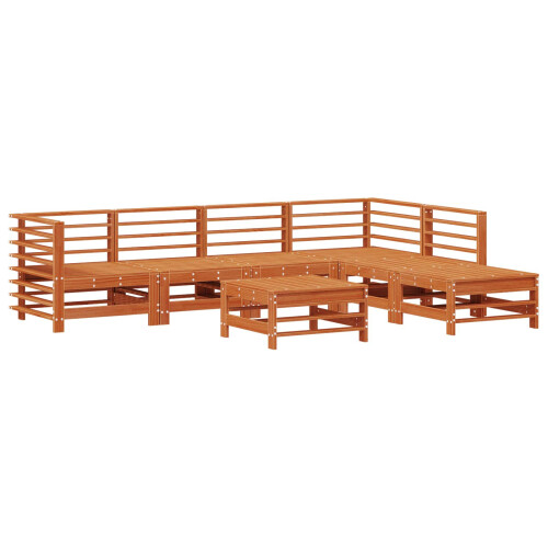 Berkfield Garden Lounge Set 7 pcs Wax Brown Solid Pine Wood 1
