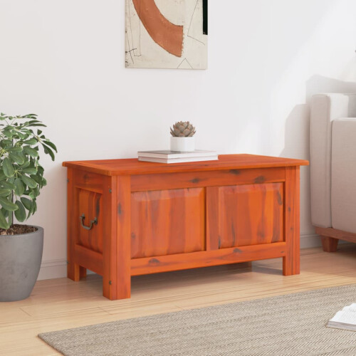 Berkfield Storage Chest with Lid Brown Solid Wood Acacia 2