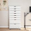 Berkfield Rolling Cabinet with Drawers MOSS White Solid Wood Pine 3