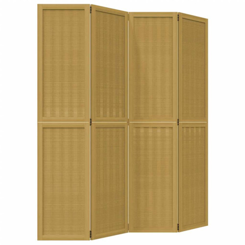 Berkfield Room Divider 4 Panels Brown Solid Wood Paulownia 1