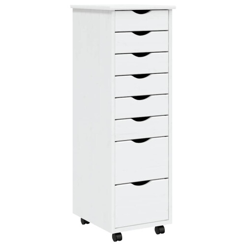 Berkfield Rolling Cabinet with Drawers MOSS White Solid Wood Pine 1