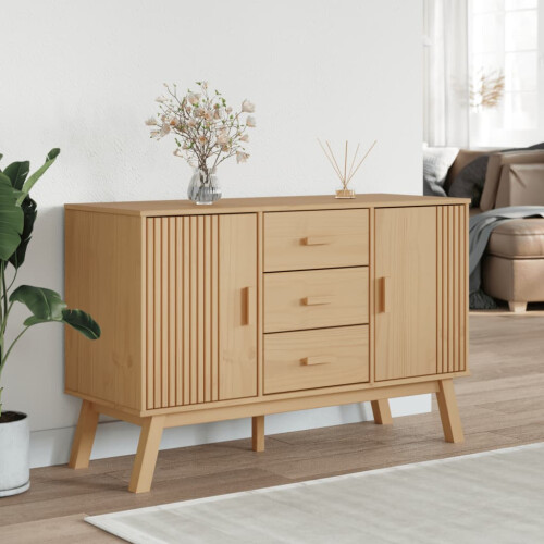 Berkfield Sideboard OLDEN Brown 114x43x73.5cm Solid Wood Pine 2