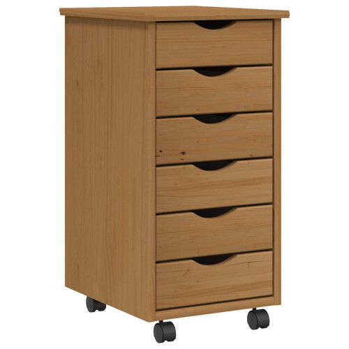 Berkfield Rolling Cabinet with Drawers MOSS Honey Brown Solid Wood Pine 1