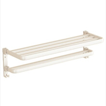 Wall Mounted Towel Rack 60cm Foldable Double Rail Towel Bar Space Aluminum White Bathroom