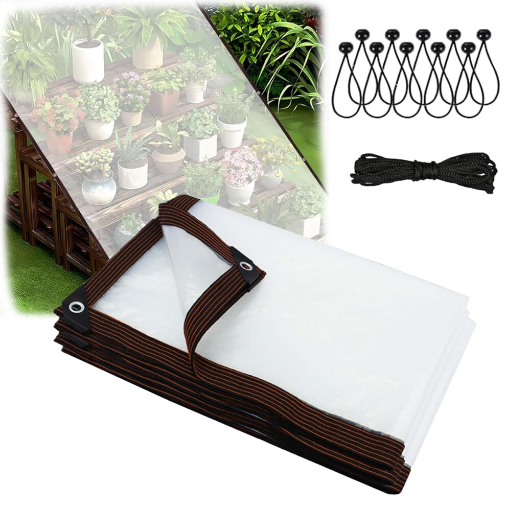 Heavy Duty Clear Plastic Tarp 4X10 Ft Waterproof Vinyl With Grommets For Patio Greenhouse Porch 9045646597447