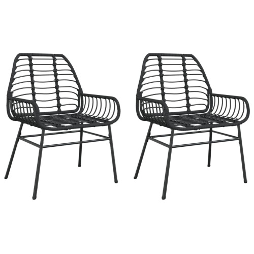 Berkfield Garden Chairs 2 pcs Black Poly Rattan 1